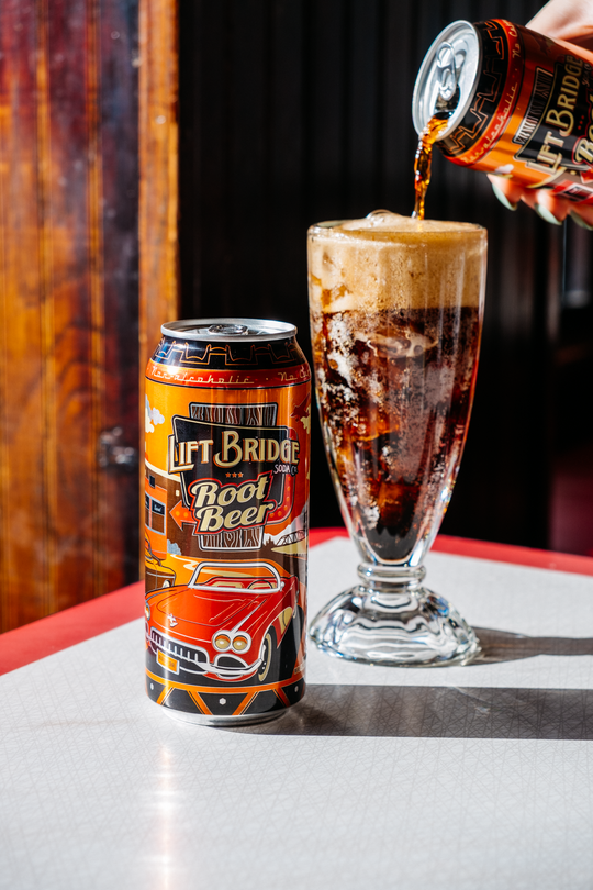 Lift Bridge Root Beer 4-pack lifestyle photo